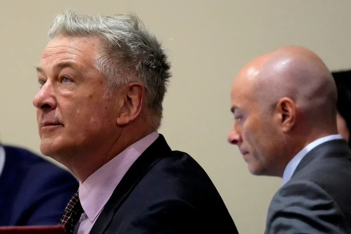 Alec Baldwin in court, sitting next to his lawyer Luke Nikas
