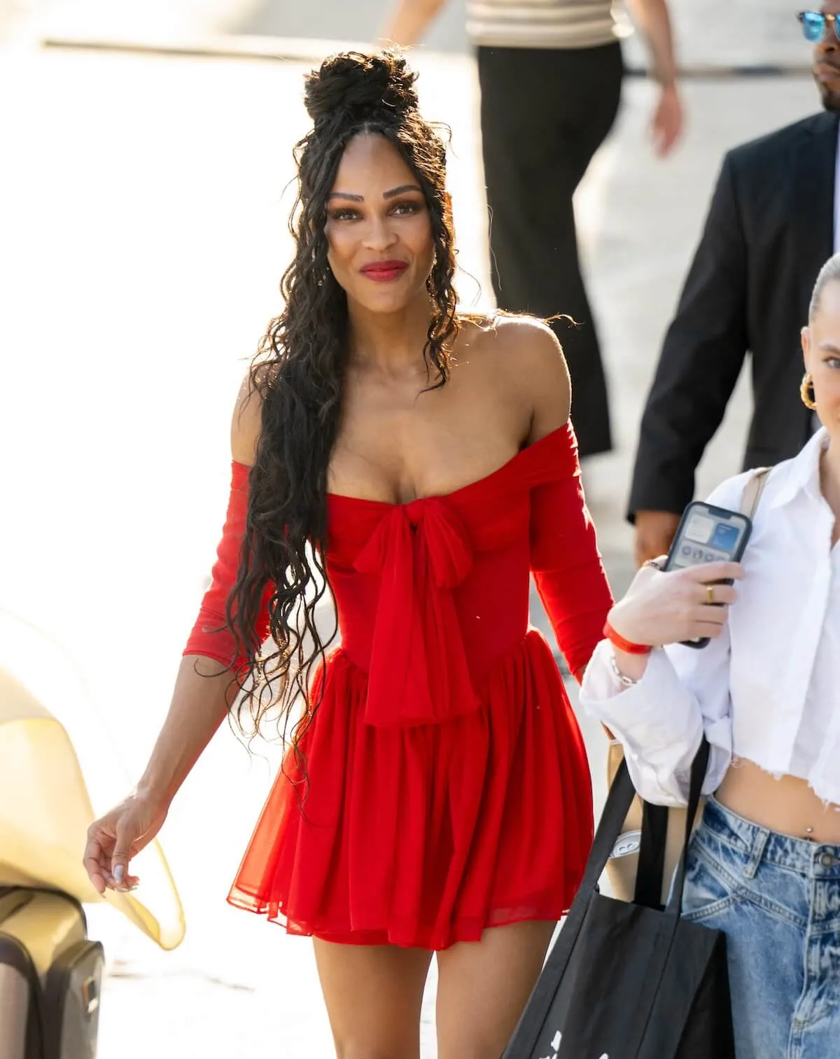 Meagan Good in a red ress