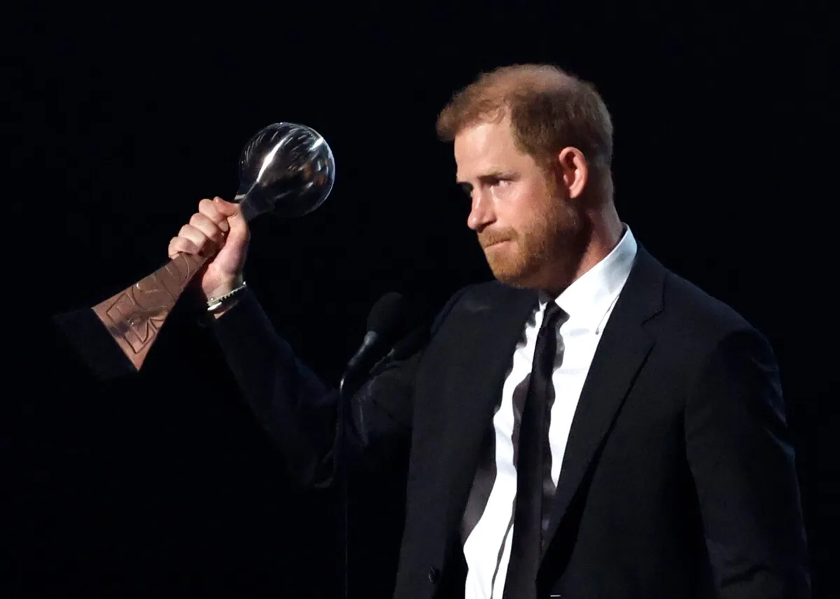 Prince Harry accepts the Pat Tillman Award onstage during the 2024 ESPY Awards