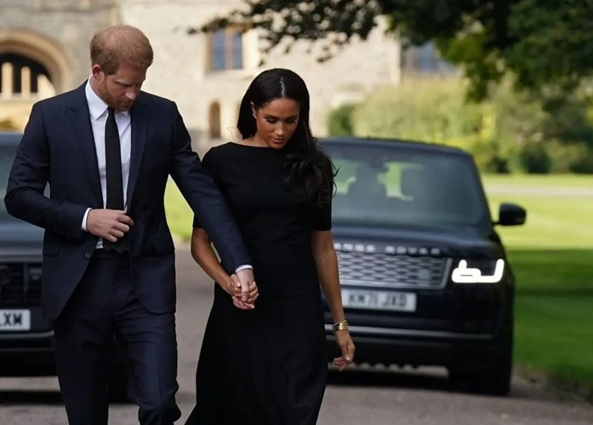 Prince Harry and Meghan Markle headed to greet mourners on the long Walk at Windsor Castle