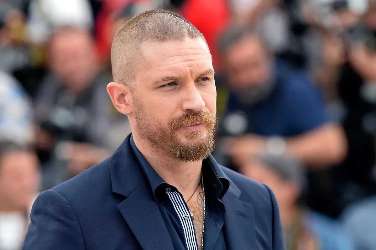 Tom Hardy posing at the premiere of 'Mad Max Fury Road'.
